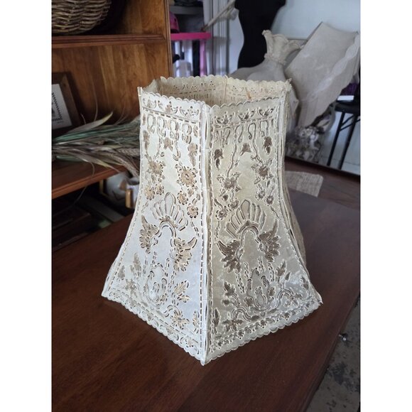 Vintage Rawhide Lampshade Hand-Sewn Panels Western Rustic Spanish Revival - Picture 7 of 10